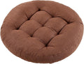 Meditation Floor Pillow, Round Floor Cushions for Adults, Button Tufted Seat Cushions for Yoga Tatami Living Room, Brown, 22 x 22 x 4 in