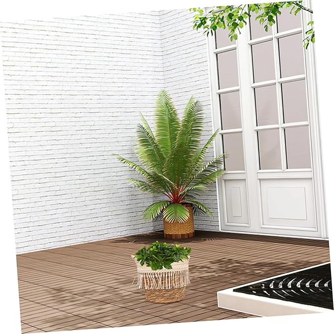 DECHOUS Woven Plant Pot Basket with Tassel Boho Style Planter for Indoor Outdoor Use Compact Decorative Flower Holder and Storage Basket Farmhouse Floral Decor Gift