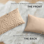 decorUhome Cozy Textured Throw Pillow Covers 12x20 Inch Set of 2, Soft Plush Faux Wool Light Khaki Accent Couch Pillow Covers for Modern Farmhouse Sofa Bed Living Room