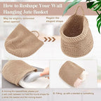 Honeydak Boho Decor Hanging Wall Baskets for Kitchen 3 Pack Teardrop Baskets with Hooks Storage Fruit Onion Vegetable Potato for Home 3 Sizes(Light Linen,Barrel,Cotton Rope)