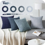 Topfinel Navy Blue Euro Shams Decorative Throw Pillow Covers 26x26 Inch Set of 4,Soft Corduroy Striped Gradient Color Large Cushion Cover for Beach,Patio,Balcony,Living Room,Summer Home Decor