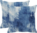 Britimes Throw Pillow Covers Modern Home Art Decor, 18 x 18 Inches Set of 2 Abstract Oil Painting Pillowcases for Bedroom, Living Room, Cushion Couch Sofa, Abstract White Blue