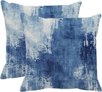 Britimes Throw Pillow Covers Modern Home Art Decor, 18 x 18 Inches Set of 2 Abstract Oil Painting Pillowcases for Bedroom, Living Room, Cushion Couch Sofa, Abstract White Blue