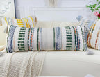 Chenille and Cotton Long Pillow for Bed,Striped Textured Boho Long Lumbar Throw Pillow Cover 16x36,Neutral Accent Decorative Extra Long Body Pillow Case for Couch Sofa Bedroom,Sage Green