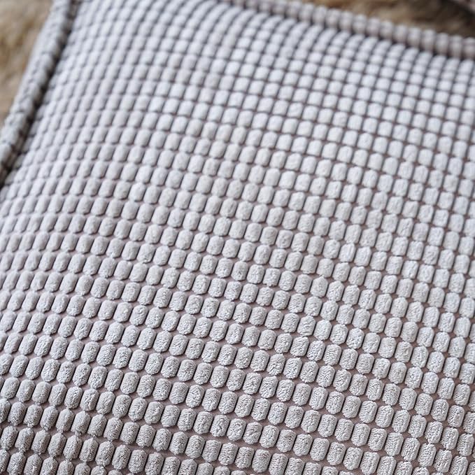 SUTAVIA Pouf Ottoman Cover Unstuffed Pouf Seat Decorative Soft Storage Bean Bag 20x20x8 Inches Square Floor Footrest for Living Room Bedroom (Light Gray, Square)