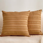 JELLYMONI 2 Pack Rust Pillowcases 18" x18", Soft Microfiber Striped Tufted Pillow Covers(Pillows are not Included)