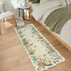 Lahome Floral Kitchen Runner Rug, 2x5 Rug Runners for Hallways Non Slip Ultra-Thin Soft Washable Carpet Runner, Non Slip Low-Pile Boho Carpet for Bathroom Bedroom Flore (2x5ft,Beige)