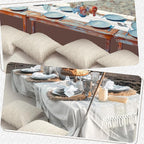 Extra Large Outdoor Boho Picnic Blanket 91'' x 71'' White Table Runner 6 Throw Pillow Cover Woven Cotton Yarn Oversize Beach Blanket Washable for Picnic Camp Wedding
