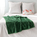 MIULEE Fleece Blanket, Durable Plush Fuzzy Extra Soft Warm Cozy Dark Green Striped Flannel Throw Blanket for Couch Sofa Bed 30"x40"