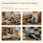 Checkered Easy Jute Rugs for Entryway, 3 ft Round Rug Small Indoor Outdoor Circle Carpet, Farmhouse Neutral Textured Diamond Non Slip Non Shedding Black Carpet for Kitchen Front Porch Foyer