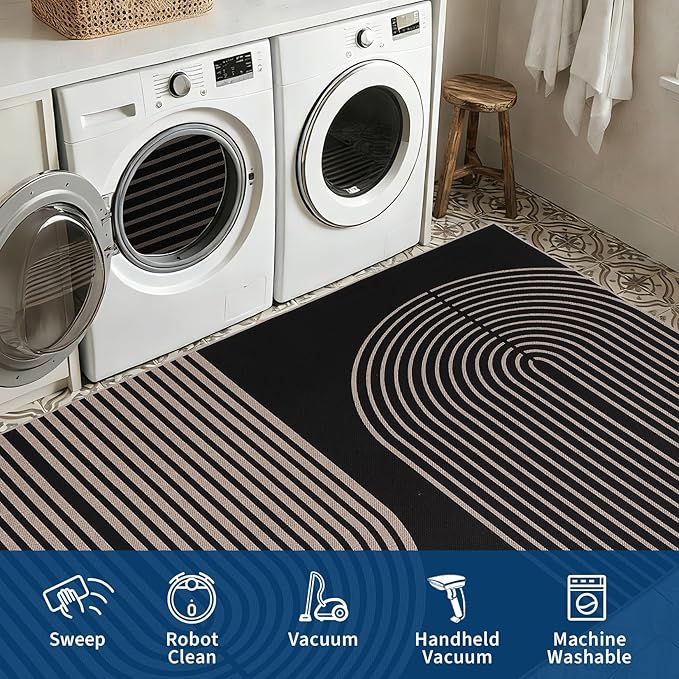 GarveeHome Modern Rainbow Easy Jute Runner Rug, 2x8 Runner Rug for Hallways - Non-Slip Indoor Outdoor Carpet, Washable for High Traffic Laundry Room, Kitchen, Entryway