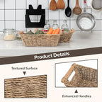 Small Wicker Baskets,small baskets for organizing,wicker storage Basket,small woven basket Seagrass Storage Baskets,Rattan Basket for Shelves Toilet Paper Basket with Handle,4 Pack