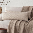 Foindtower Set of 2 Decorative Long Body Lumbar Throw Pillow Covers Vintage Accent Farmhouse Cushion Covers Neutral Home Decor for Sofa Couch Chair Bedroom Living Room,14×36 Inch,Ivory Beige