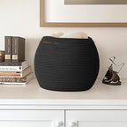 Black Woven Storage Basket, 11" x 9" Indoor Plant Basket for Decor, Decorative Small Cotton Rope Bin for Organizing Pet Toy, Gifts, Towel, Cloth, Socks, Wicker Planter Holder, Modern Shoe Bin
