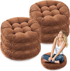 Jerify Floor Pillow Cushions Large Round Square Large Meditation Floor Pillow for Classroom Adult Meditation Picnic Party Seating Learning Daycare School(Round,Brown,6 Pcs)