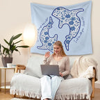 HUGANE Whale Shark Christian Tapestry, Isaiah 43:2 Bible Verse Tapestry Wall Hanging, Religious Bible Scripture Wall Blanket Backdrop Decor for Home Bedroom Living Room, 50x60 Inch,Color-B