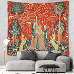 FEASRT Bohemian Tapestry - Medieval Maiden and Unicorn, 60x60 Inches Soft Flannelette, for Bedroom Living Room