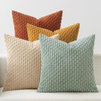 MIULEE Teal Orange Decorative Throw Pillow Covers for Couch Boho Farmhouse Cushion Covers Soft Corduroy Pillowcase Rustic Home Decor for Bed Sofa Living Room 18x18 Inch Set of 4