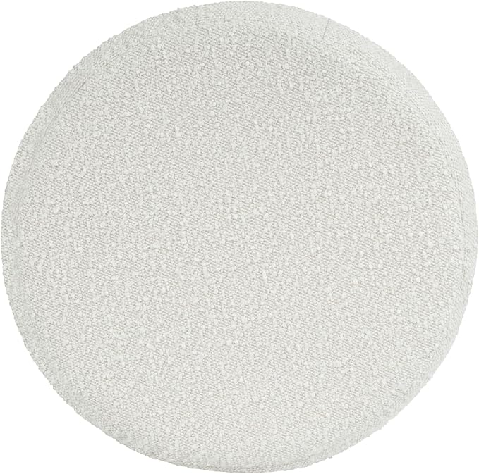 Spatial Order Upholstered Round Ottoman (No Lid, Seat Only) | Spatial Order Home Décor | Foot Rest Pouf – Cream Boucle