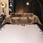 VClife Soft Thick Chenille Couch Cover 1 PC Washable Couch Cover for 3 Cushion Couch Sofa Modern Brown Black Jacquard Sectional Sofa Cover 71"x150"