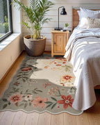 Lahome Floral Machine Washable Rug, 3x5 Rug Non Slip Soft Bedroom Rugs for Entryway Dorm, Ultra-Thin Boho Rugs for Living Room Stain Resistan Throw Carpet for Nursery Entrance Flore,Brown