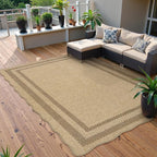 LIVEBOX Scalloped Washable 5x7 Rug, Easy Jute Tan Rugs for Living Room, Indoor Geometric Rug for Bedroom, Outdoor Farmhouse Non-Slip Rug Dining Room Mat Modern Carpet Area Rug for Patio Home Office