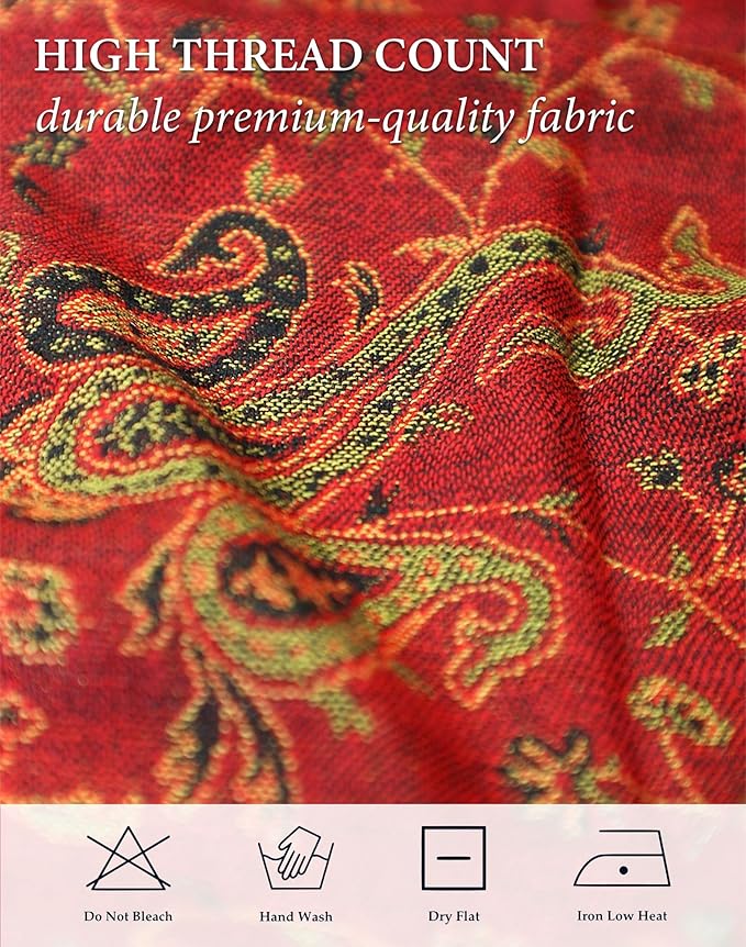 Achillea Reversible Paisley Pashmina Rave Scarf – Exotic Indian Shawls and Wraps for Evening Dresses, Festivals, All Seasons