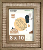 Rattan Picture Frame for 8x10 Photos | EACH UNIQUE Natural Fir Wood, Handwoven Rattan Mat, Boho Coastal Decor, Wall/Table Mount (12.5" x 14.5" Outer)
