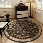 Mushroom Insect 5ft Round Rug Washable Non-Slip Soft Ultra-Thin Small Boho Circle Carpet for Entryway Kitchen Bedroom Nursery Dining Room Brown