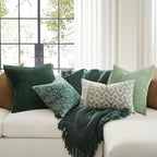 Topfinel Decorative Throw Pillow Covers LightGreen Set of 4,Boho Cozy Cushion Cover with Corduroy,Soft Accent Light Green Pillowcase for Couch,Bed,Living Room Home Decor 16×16 Inch