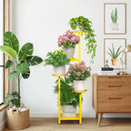 TOSKING 5 Tier Tall Plant Stand Indoor Outdoor,Anti-Tip Plant Stand indoor, Wide Base for Pots, Child and Pet Friendly,Heavy Duty Corner Shelf for Plants & Decor, Space Saving ,Tiered Metal Flower Pot Stand for Balcony, Garden, Living Room, Patio (Yell...