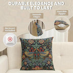 Charlotte Home Furnishings Throw Pillow Covers Decorative Boho Pillow Covers for Couch Living Room Blue Strawberry Square Cushion Cases 18x18 in European Cotton Jacquard Woven Cozy Bedroom Decor