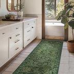 Green Boho 2x5 Runner Rugs for Hallways Non Slip Machine Washable, Low Pile Lightweight Carpet Runner for Entryway/Kitchen/Bathroom/Corridor/Laundry Room Distressed Vintage Medallion Printed