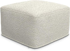SIMPLIHOME Chantal Square Pouf - 18 inch Wide Upholstered Boucle Fabric Ottoman in Ivory, Contemporary Footstool, Coffee Table or Extra Seating for Living Room or Bedroom, Assembled