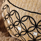 SUTAVIA Pouf Cover Ottoman Unstuffed Pouf Seat Footrest Decorative Storage Bean Bag Floor Chair for Home Decor Living Room Bedroom (Linen Decor, Round, 20" D x 20" W x 8" H)