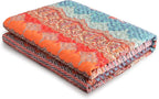 Exclusivo Mezcla 50"x 60" Quilted Throw Blanket- Microfiber Quilt Throw with Boho Striped Pattern, Reversible Teal and Orange Versatile Lap Quilt for All Seasons, Lightweight Throws for Bed/Couch/Sofa