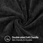 decorUhome Chenille Soft Cozy Throw Pillow Covers 16x16 Set of 2, Modern Farmhouse Boho Velvet Decorative Pillow Cases with Stitched Edge for Couch Sofa Bed Home Decor, Black