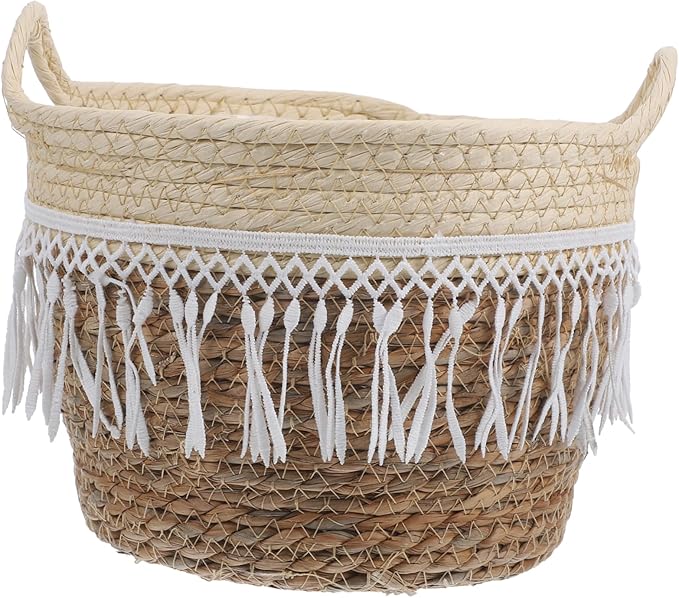 ABOOFAN Woven Planter Basket Indoor Plant Stand Plant Pot Boho Decor Natural Roped Flower Planter