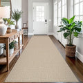 EARTHALL Long Runner Rug 3x12 Ft Non Slip Runners for Hallways Cotton Non Slip Entryway Runner Braided Kitchen Runner Indoor Outdoor Carpet Runners for Entryway, Hall, Foyers, Send/Beige
