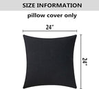 Home Brilliant 24 x 24 Pillow Covers Decorative Lined Linen Euro Sham Fall Pillow Case for Couch Bench Patio Floor, 60 cm, Black
