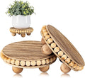 HouseJoy 2Pcs Wood Risers for Display Decorative,Round Beaded Riser Distressed for Decor ,Wooden Farmhouse Coasters Mini Cake Stand Plant Stand,Rustic Pedestal Stand Decor Display Risers for Tiered