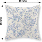 Baby Blue Pillow Covers 16x16 Set of 2 Blue and Cream Floral Chinoiserie Throw Pillows Vintage Rustic Toile Flower Decorative Pillowcase Outdoor Chinoiserie Decor Cushion Case for Couch Sofa
