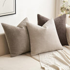 MIULEE Pack of 2 Dark Brown Decorative Pillow Covers 20x20 Inch Soft Chenille Couch Throw Pillows Farmhouse Cushion Covers for Home Decor Sofa Bedroom Living Room