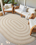 DEXI Jute Area Rug Natural Fiber 8x10 Oval, Woven Braided Durable Farmhouse Design Rugs for Living Room, Bedroom Dinning Room Office Outdoor Patio Beige
