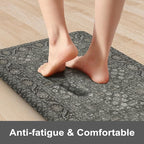 KIMODE Anti Fatigue Kitchen Mat, Cushioned Boho Distressed Kitchen Runner Rug, Non Slip Waterproof Kitchen Mat for Floor, Comfort Foam Standing Desk Mat for Laundry Office Sink Green/Grey 20"x39"