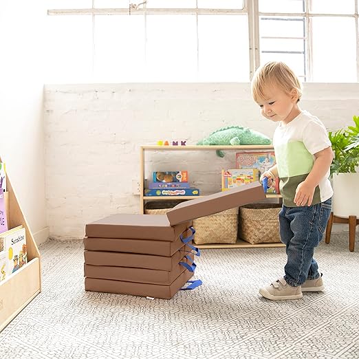 ECR4Kids SoftZone Floor Cushions, Square, Flexible Seating, Chocolate, 6-Piece