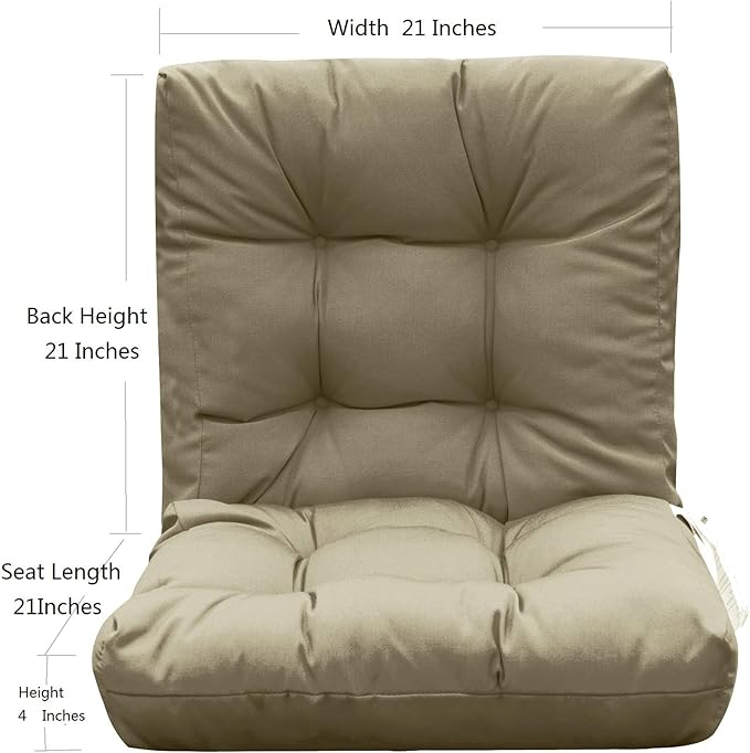 QILLOWAY Outdoor Seat/Back Chair Cushion Tufted Pillow, Spring/Summer Seasonal All Weather Replacement Cushions. (Beige)