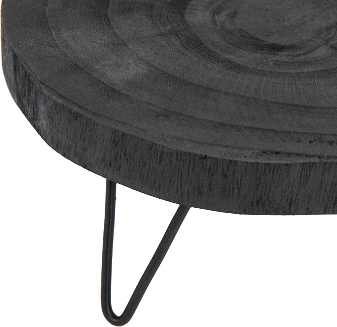 Creative Co-Op Decorative Paulownia Wood Pedestal, Black