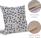 Navy Blue Floral Pillow Covers 18x18 Set of 2 Vintage Rustic Old Style Cute Small Flower Blue Cream Print Decorative Outdoor Pillowcases Farmhouse Throw Cushion Case Decor for Couch Sofa Bed