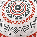 MOCOFO Unstuffed Round Pouf Cover - Boho Geometric Ottoman Footstool Cover with Handle, Tribal Fabric Floor Cushion Storage Bag for Living Room, Bedroom, Nursery (Sage Green/Terracotta)